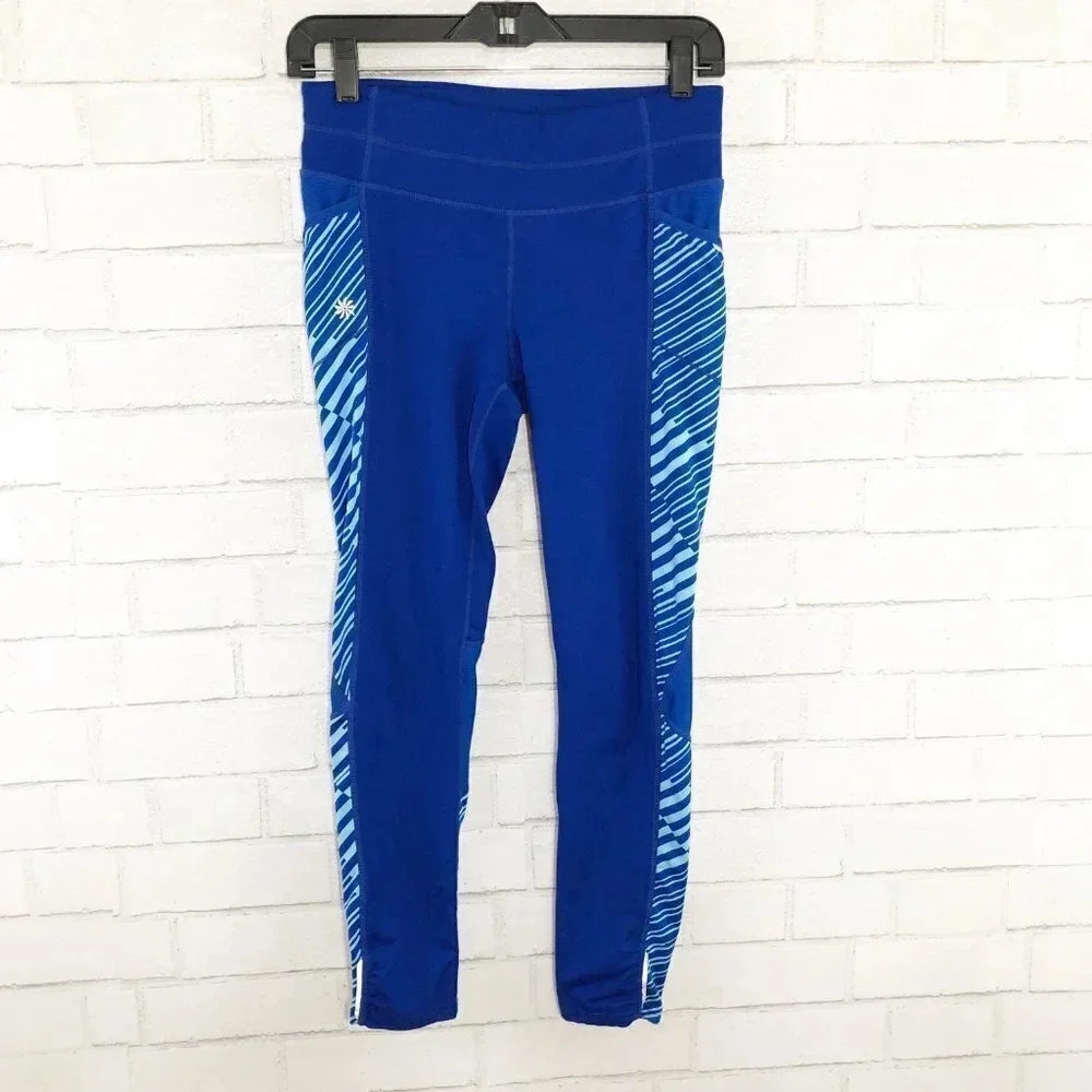 Athleta Bright Blue Cropped Athletic Leggings Women's Size Small